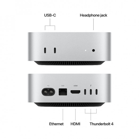Компьютер Apple Mac mini M4 2024 (MU9D3) (10 Core GPU, 16ГБ, 256ГБ SSD, Apple, macOS), серебристый в Иркутске