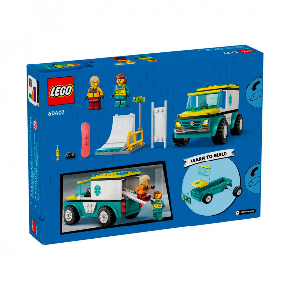 Конструктор LEGO City 60403 Скорая помощь и сноубордист в Иркутске